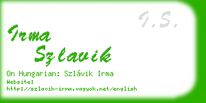 irma szlavik business card